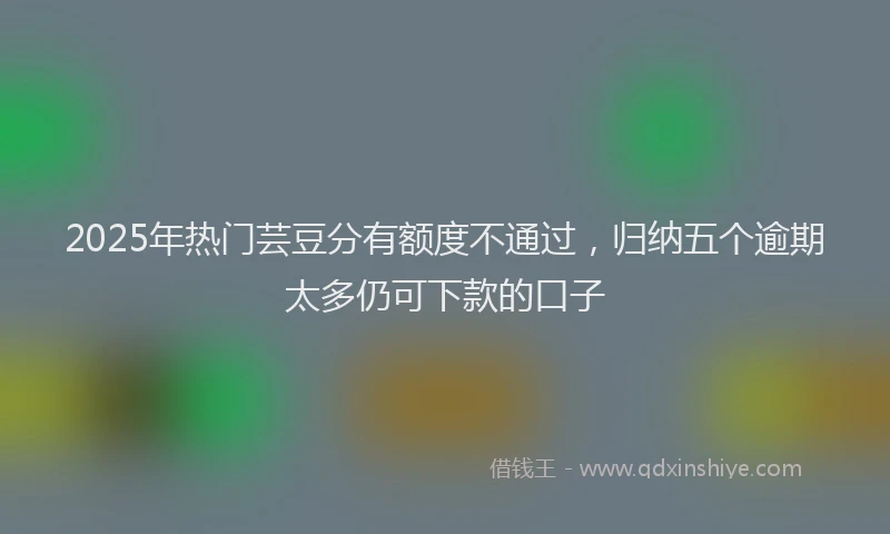2025年热门芸豆分有额度不通过,归纳五个逾期太多仍可下款的口子