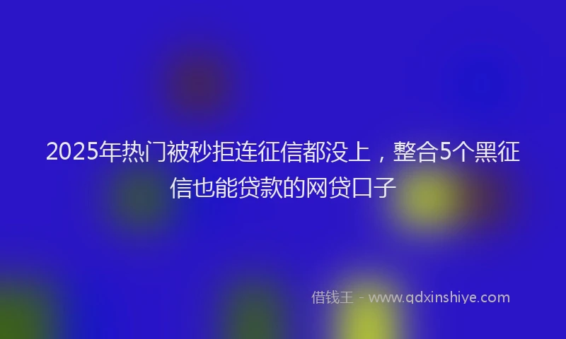 2025年热门被秒拒连征信都没上，整合5个黑征信也能贷款的网贷口子