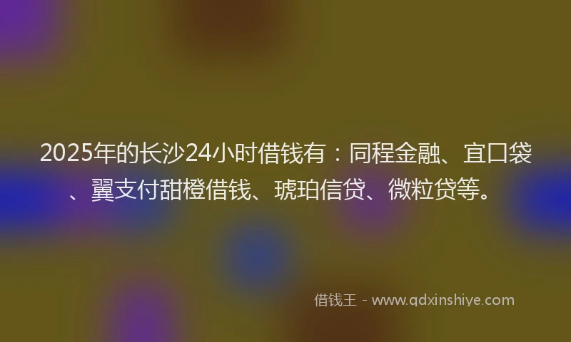 2025年的长沙24小时借钱有：同程金融、宜口袋、翼支付甜橙借钱、琥珀信贷、微粒贷等。