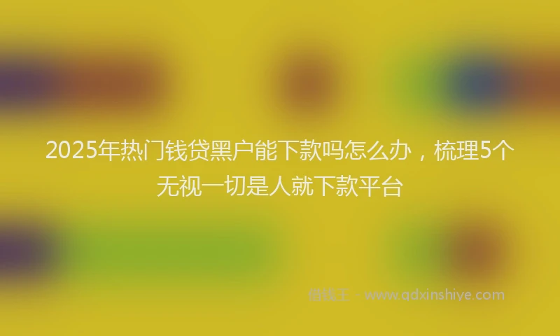 2025年热门钱贷黑户能下款吗怎么办，梳理5个无视一切是人就下款平台