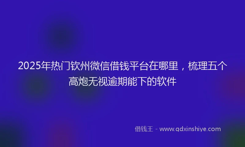 2025年热门钦州微信借钱平台在哪里，梳理五个高炮无视逾期能下的软件