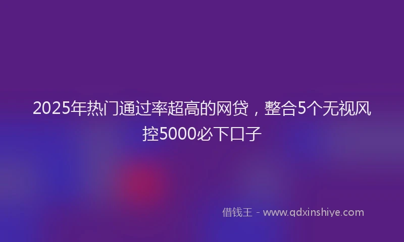 2025年热门通过率超高的网贷,整合5个无视风控5000必下口子