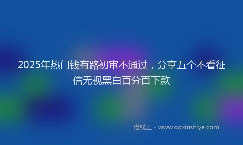 2025年热门钱有路初审不通过，分享五个不看征信无视黑白百分百下款