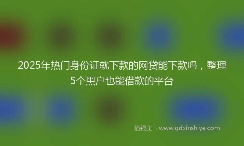 2025年热门身份证就下款的网贷能下款吗，整理5个黑户也能借款的平台
