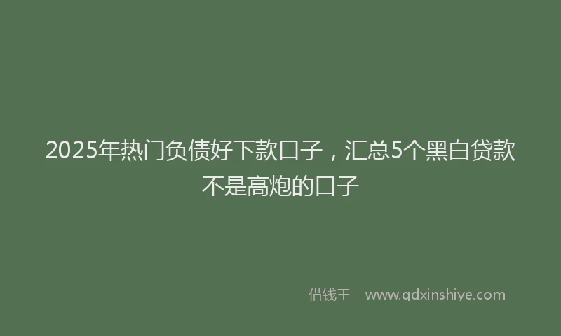 2025年热门负债好下款口子,汇总5个黑白贷款不是高炮的口子