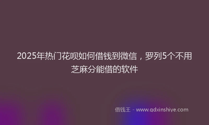 2025年热门花呗如何借钱到微信,罗列5个不用芝麻分能借的软件