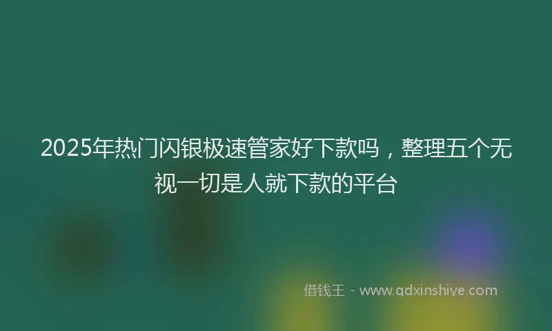 2025年热门闪银极速管家好下款吗，整理五个无视一切是人就下款的平台