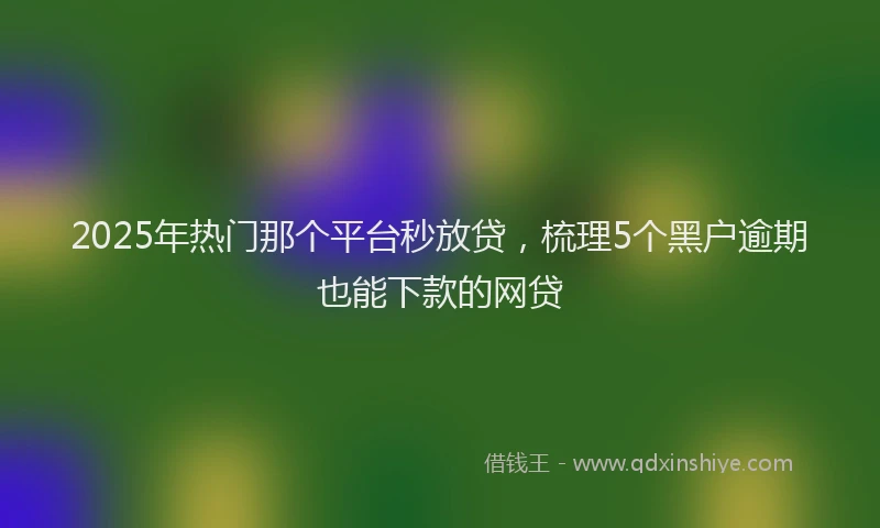 2025年热门那个平台秒放贷，梳理5个黑户逾期也能下款的网贷