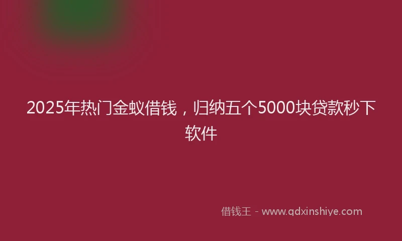 2025年热门金蚁借钱，归纳五个5000块贷款秒下软件