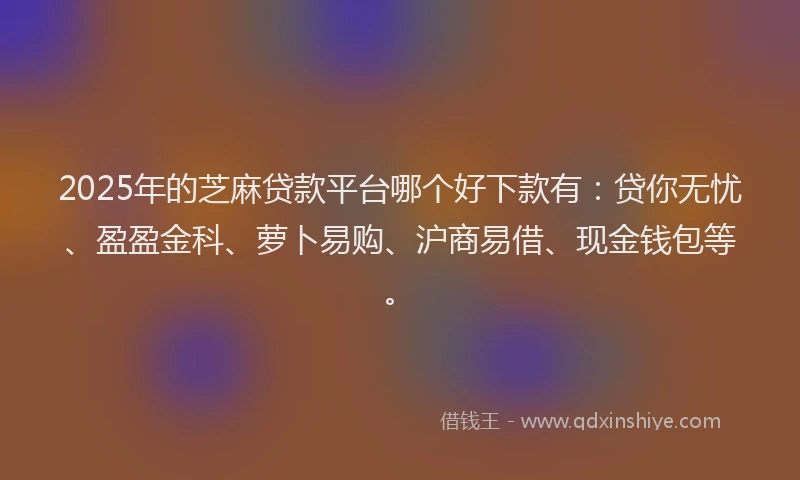 2025年的芝麻贷款平台哪个好下款有:贷你无忧、盈盈金科、萝卜易购、沪商易借、现金钱包等。
