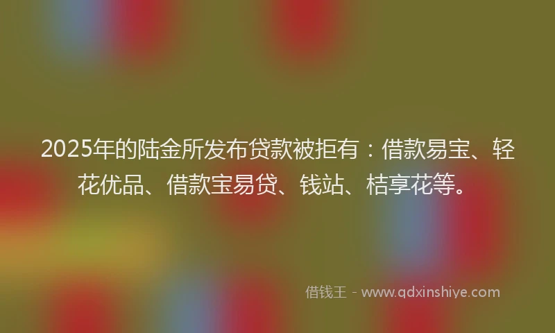 2025年的陆金所发布贷款被拒有：借款易宝、轻花优品、借款宝易贷、钱站、桔享花等。