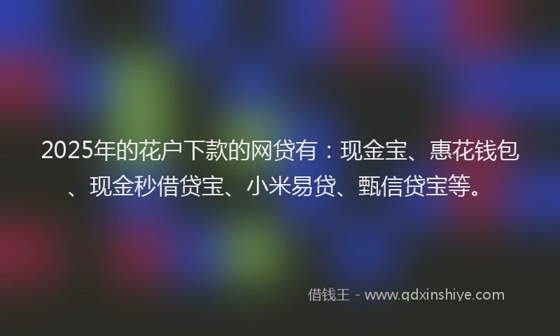 2025年的花户下款的网贷有：现金宝、惠花钱包、现金秒借贷宝、小米易贷、甄信贷宝等。