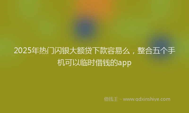 2025年热门闪银大额贷下款容易么，整合五个手机可以临时借钱的app