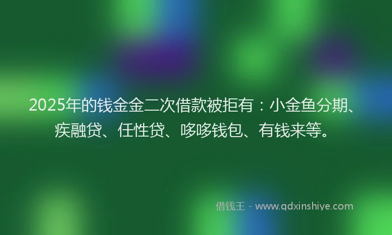 2025年的钱金金二次借款被拒有：小金鱼分期、疾融贷、任性贷、哆哆钱包、有钱来等。