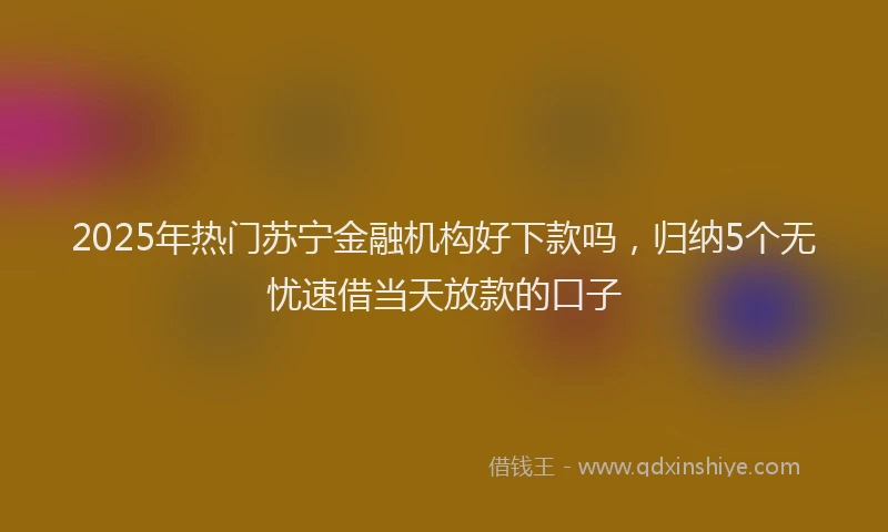2025年热门苏宁金融机构好下款吗,归纳5个无忧速借当天放款的口子