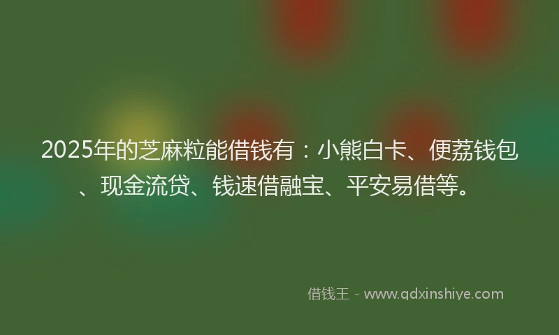 2025年的芝麻粒能借钱有:小熊白卡、便荔钱包、现金流贷、钱速借融宝、平安易借等。