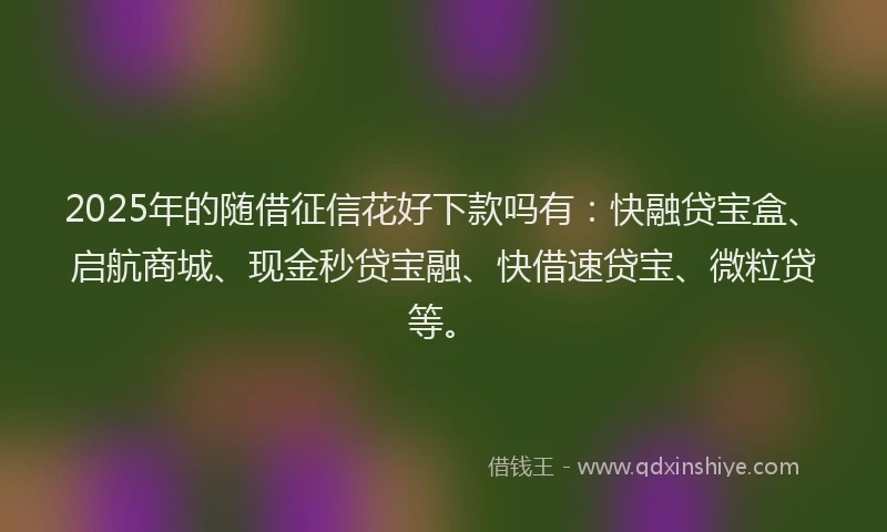 2025年的随借征信花好下款吗有：快融贷宝盒、启航商城、现金秒贷宝融、快借速贷宝、微粒贷等。
