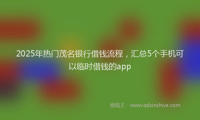 2025年热门茂名银行借钱流程，汇总5个手机可以临时借钱的app