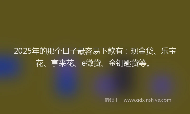 2025年的那个口子最容易下款有:现金贷、乐宝花、享来花、e微贷、金钥匙贷等。