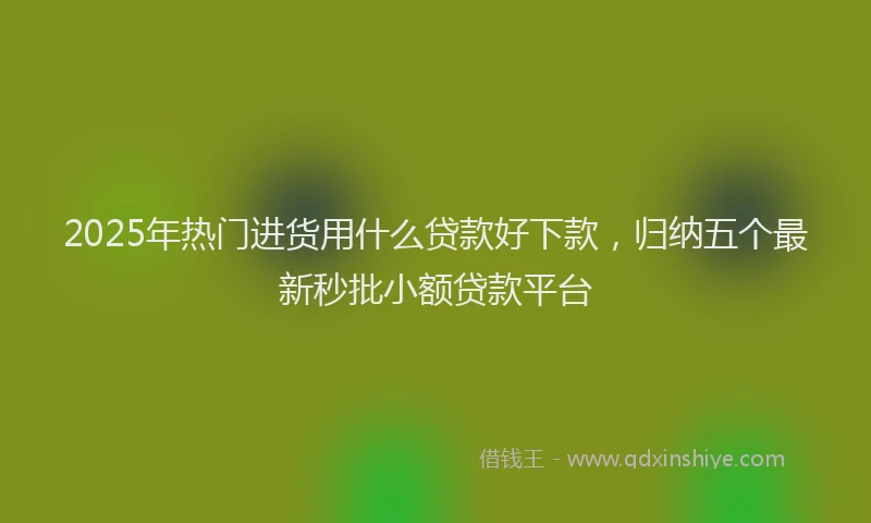 2025年热门进货用什么贷款好下款，归纳五个最新秒批小额贷款平台