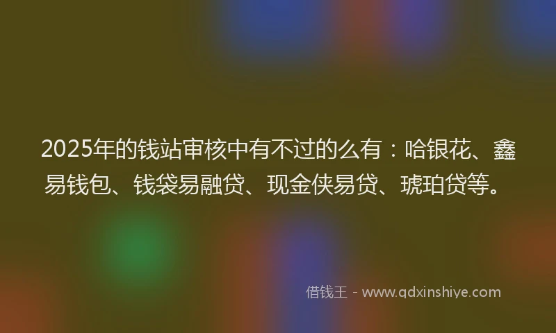 2025年的钱站审核中有不过的么有：哈银花、鑫易钱包、钱袋易融贷、现金侠易贷、琥珀贷等。
