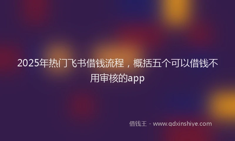 2025年热门飞书借钱流程，概括五个可以借钱不用审核的app