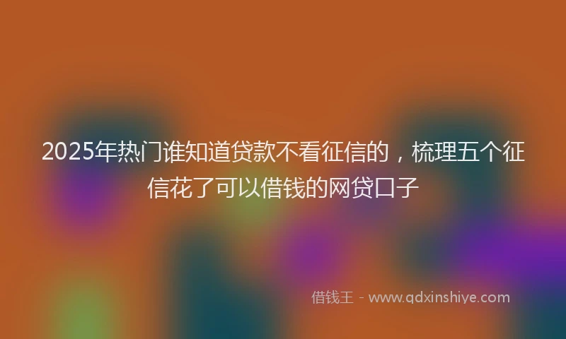2025年热门谁知道贷款不看征信的，梳理五个征信花了可以借钱的网贷口子