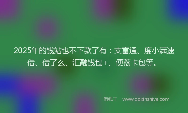 2025年的钱站也不下款了有：支富通、度小满速借、借了么、汇融钱包+、便荔卡包等。