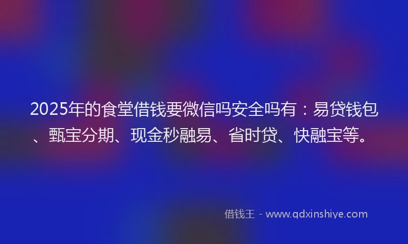 2025年的食堂借钱要微信吗安全吗有：易贷钱包、甄宝分期、现金秒融易、省时贷、快融宝等。