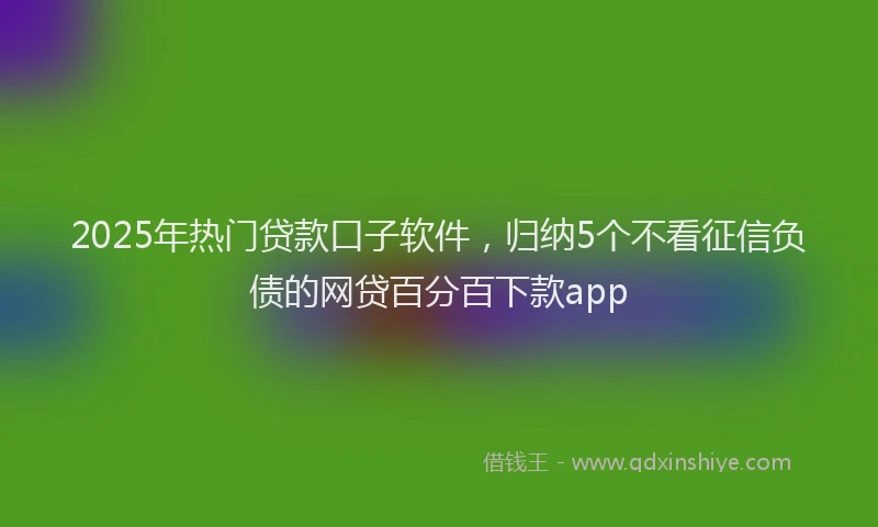 2025年热门贷款口子软件,归纳5个不看征信负债的网贷百分百下款app