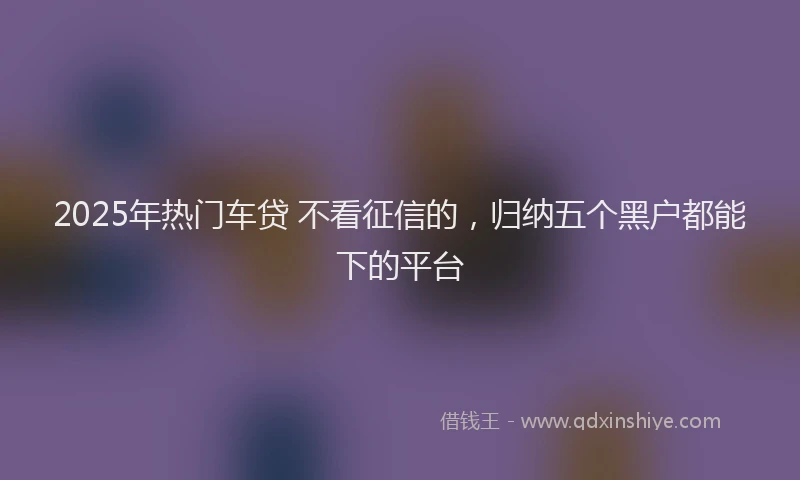 2025年热门车贷 不看征信的,归纳五个黑户都能下的平台