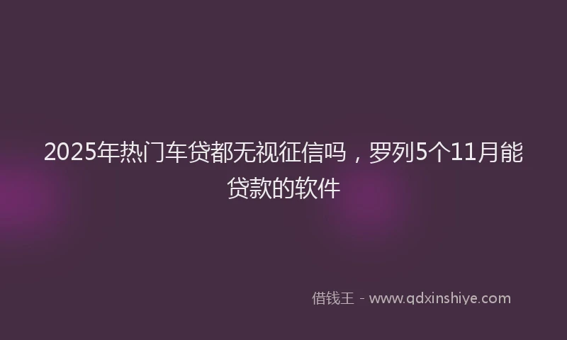 2025年热门车贷都无视征信吗,罗列5个11月能贷款的软件