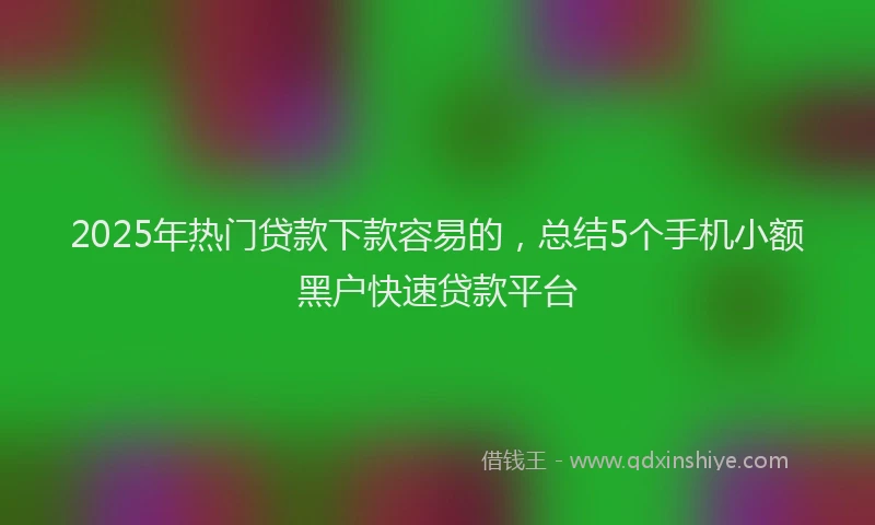 2025年热门贷款下款容易的,总结5个手机小额黑户快速贷款平台