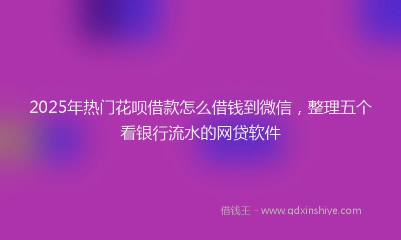 2025年热门花呗借款怎么借钱到微信，整理五个看银行流水的网贷软件