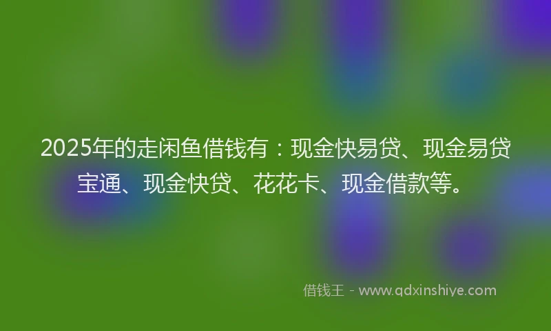 2025年的走闲鱼借钱有：现金快易贷、现金易贷宝通、现金快贷、花花卡、现金借款等。