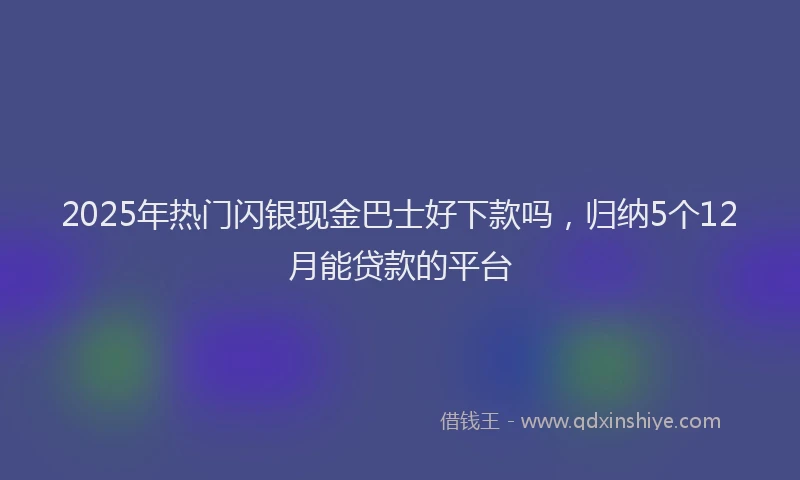 2025年热门闪银现金巴士好下款吗，归纳5个12月能贷款的平台