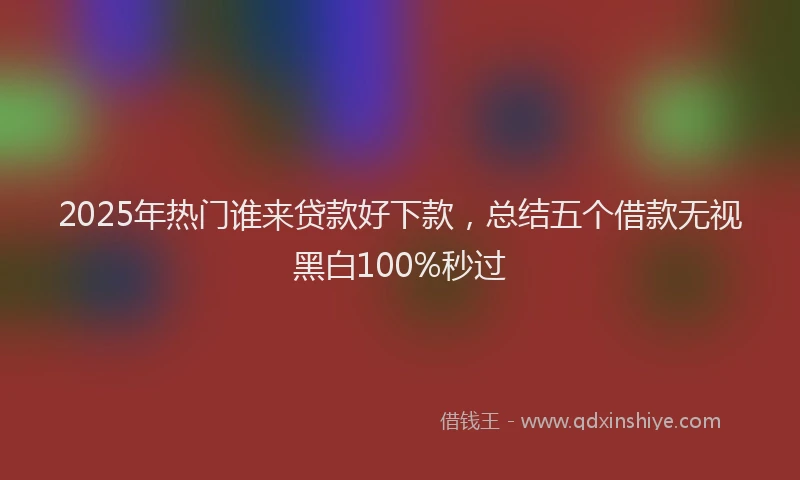 2025年热门谁来贷款好下款，总结五个借款无视黑白100%秒过