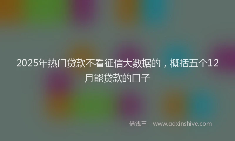 2025年热门贷款不看征信大数据的,概括五个12月能贷款的口子