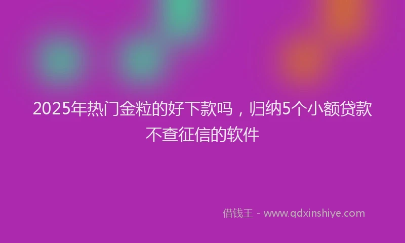 2025年热门金粒的好下款吗,归纳5个小额贷款不查征信的软件
