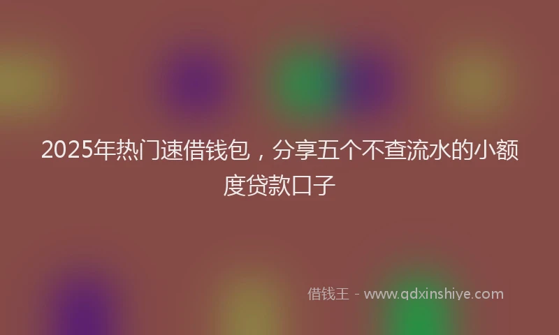 2025年热门速借钱包，分享五个不查流水的小额度贷款口子