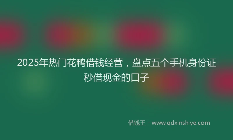 2025年热门花鸭借钱经营，盘点五个手机身份证秒借现金的口子
