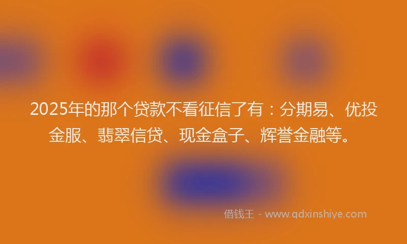 2025年的那个贷款不看征信了有：分期易、优投金服、翡翠信贷、现金盒子、辉誉金融等。
