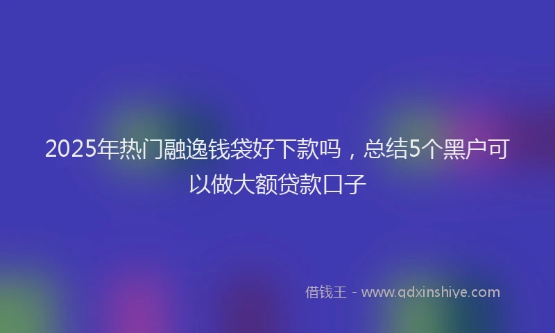 2025年热门融逸钱袋好下款吗,总结5个黑户可以做大额贷款口子