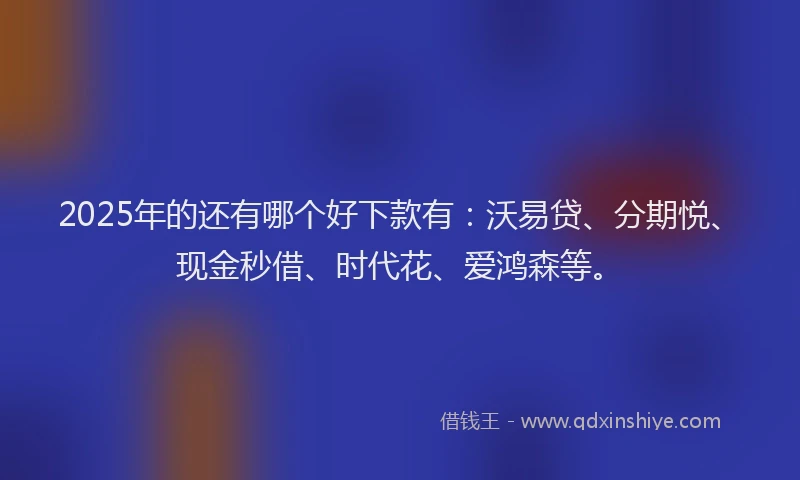 2025年的还有哪个好下款有：沃易贷、分期悦、现金秒借、时代花、爱鸿森等。