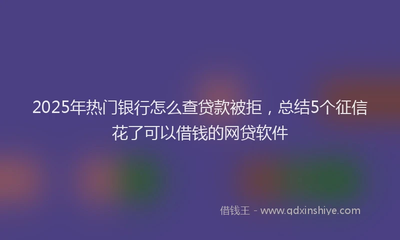 2025年热门银行怎么查贷款被拒，总结5个征信花了可以借钱的网贷软件