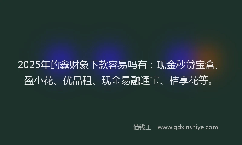 2025年的鑫财象下款容易吗有:现金秒贷宝盒、盈小花、优品租、现金易融通宝、桔享花等。