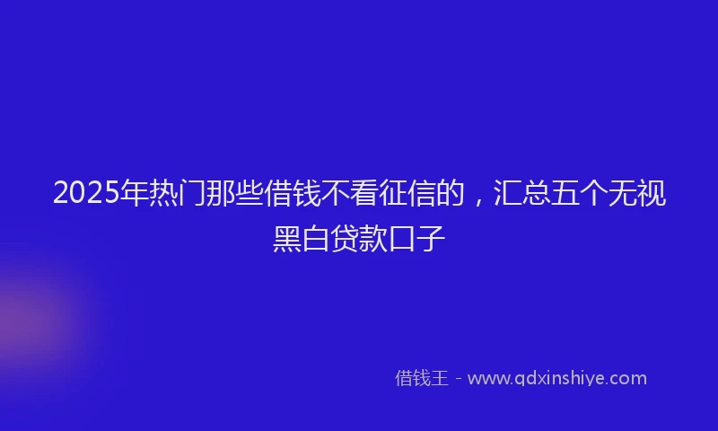 2025年热门那些借钱不看征信的，汇总五个无视黑白贷款口子