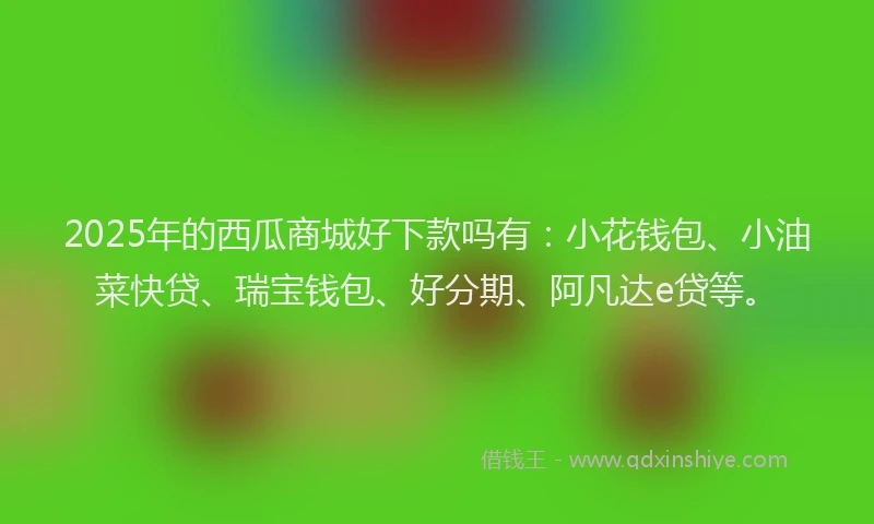 2025年的西瓜商城好下款吗有：小花钱包、小油菜快贷、瑞宝钱包、好分期、阿凡达e贷等。
