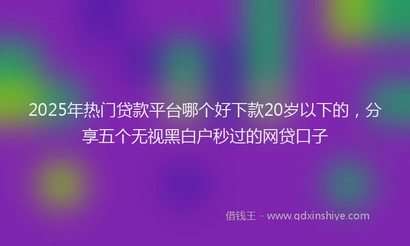 2025年热门贷款平台哪个好下款20岁以下的,分享五个无视黑白户秒过的网贷口子