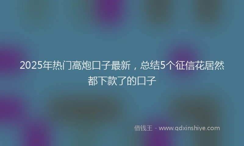 2025年热门高炮口子最新，总结5个征信花居然都下款了的口子
